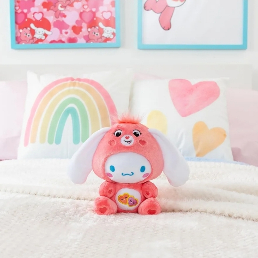 Cinnamoroll Dressed As Love-a-Lot Bear 8" Fun-Size Plush, Pink - Soft, Huggable